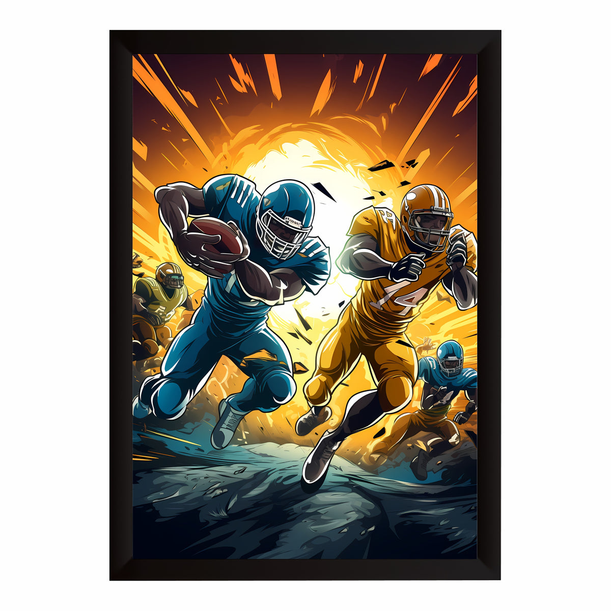 American Football Wall Art – Dynamic Football Player Poster, Modern Sports Artwork, Inspirational Framed Wall Décor for Gym, Bedroom & Sports Room
