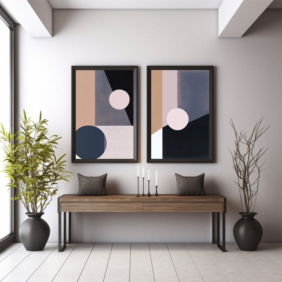 Modern Abstract Geometric Wall Art | Neutral Minimalist Decor