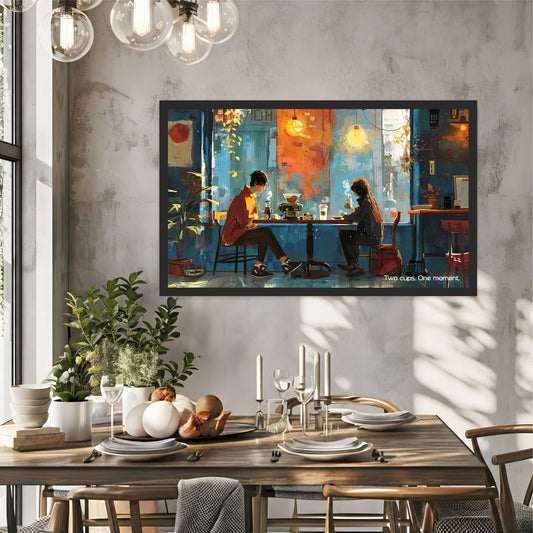 Two Cups Wall Art | Cozy Coffee Café Canvas Print | Modern Coffee Shop Decor