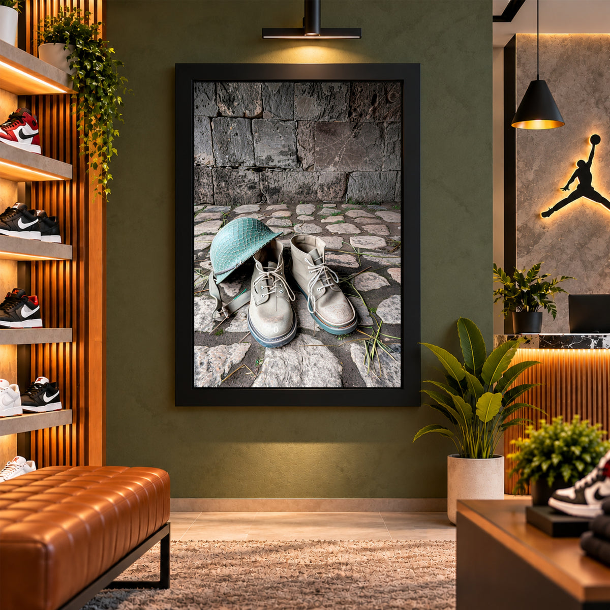 Boots & Hat Wall Art | Rustic Hiking Boots and Outdoor Hat Artwork | Adventure Photography | Vintage Travel Wall Decor