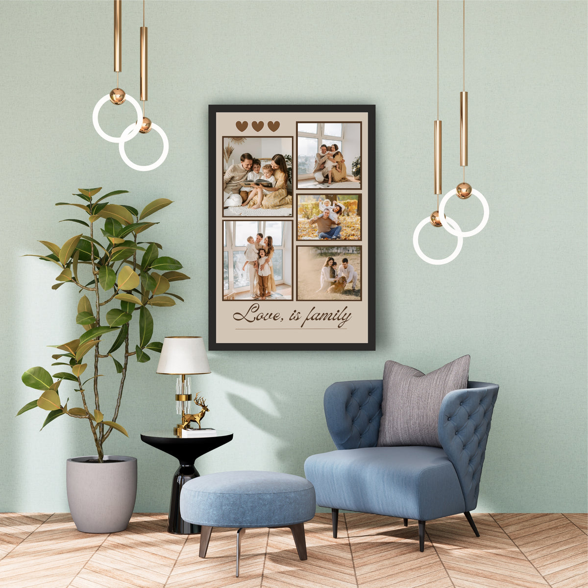 Customized Family Photo Frame | Love Is Family Photo Collage | Personalized Family Wall Art