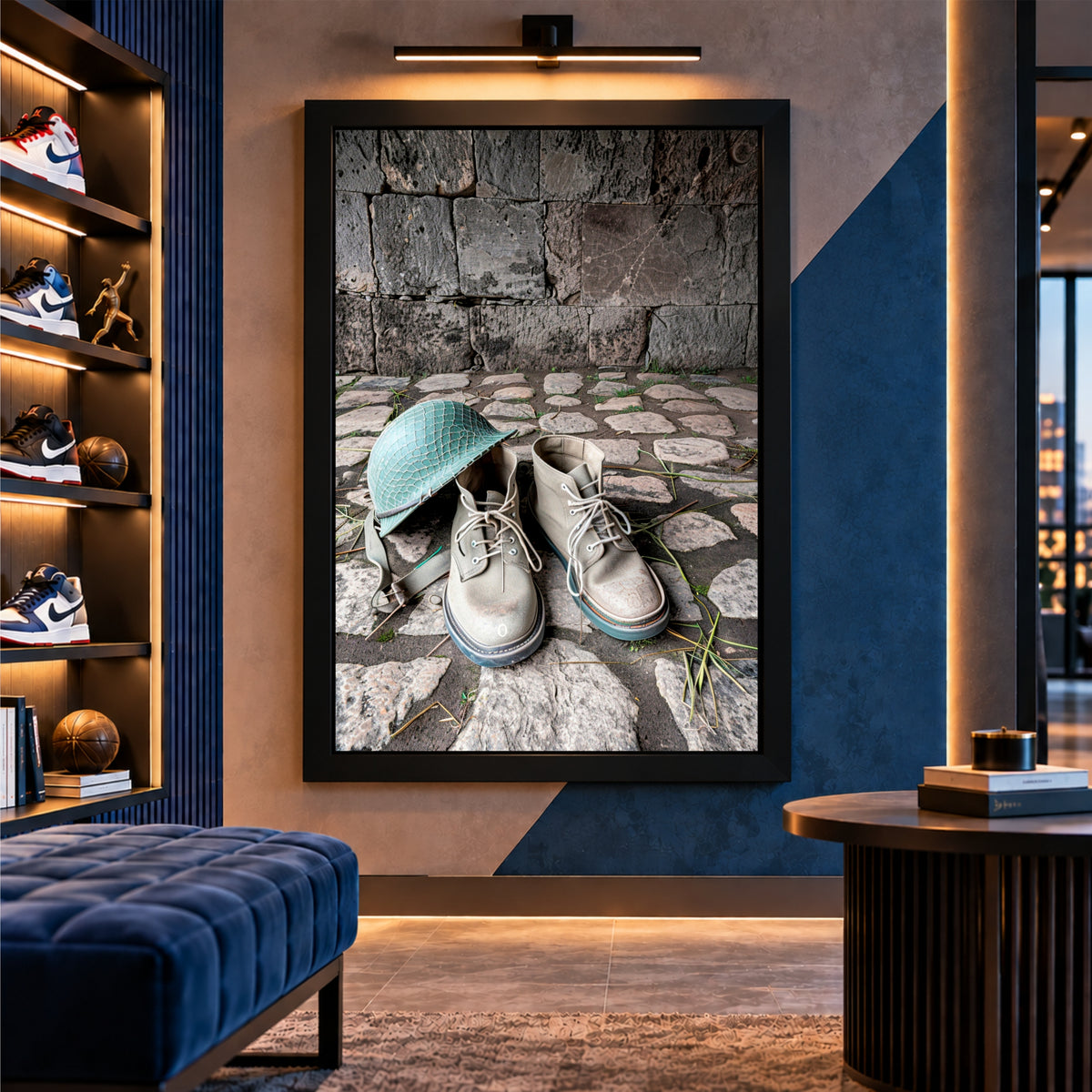 Boots & Hat Wall Art | Rustic Hiking Boots and Outdoor Hat Artwork | Adventure Photography | Vintage Travel Wall Decor
