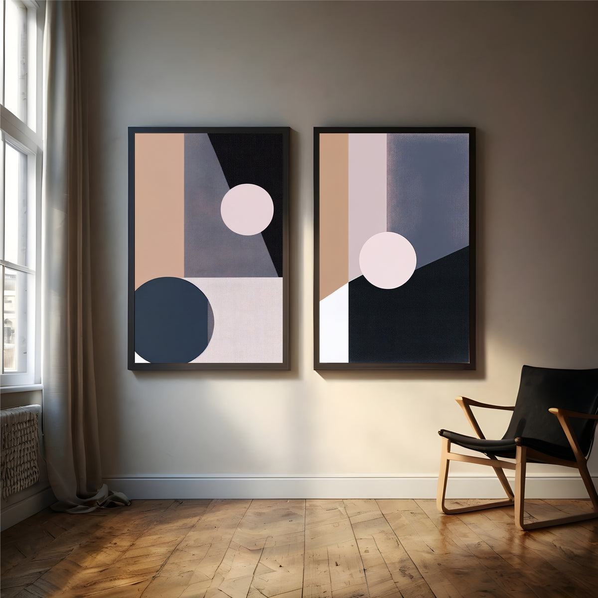 Modern Abstract Geometric Wall Art | Neutral Minimalist Decor