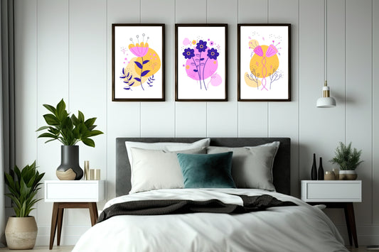 Bloom Essence Wall Frame Set – Modern Floral Art for Elegant Interiors