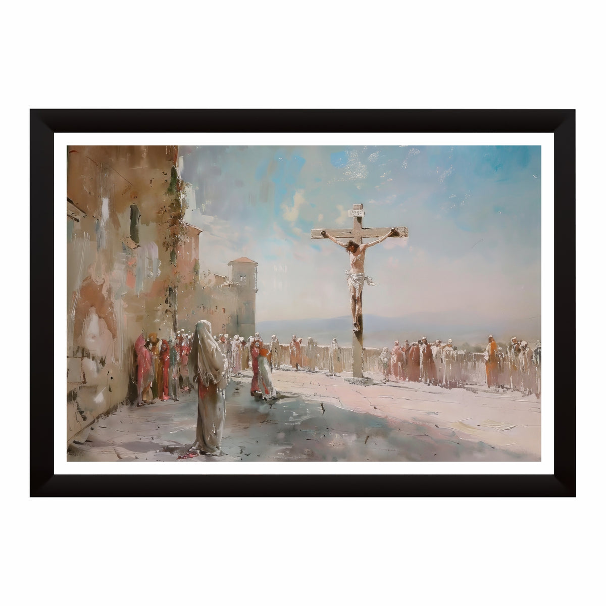 Crucifixion of Jesus Christ Wall Art | Christian Cross Canvas Print | Calvary Painting | Holy Week, Easter & Religious Home Decor