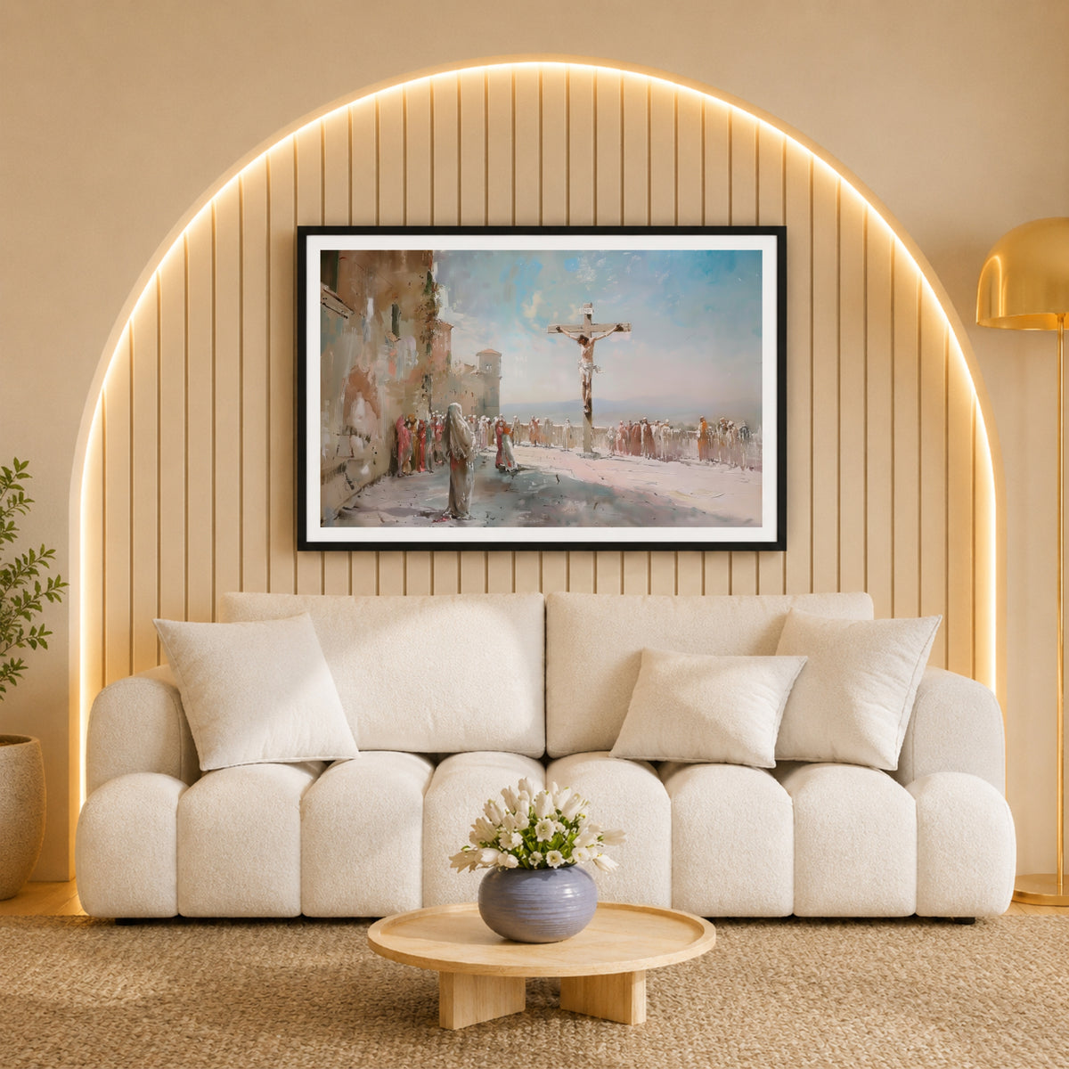 Crucifixion of Jesus Christ Wall Art | Christian Cross Canvas Print | Calvary Painting | Holy Week, Easter & Religious Home Decor