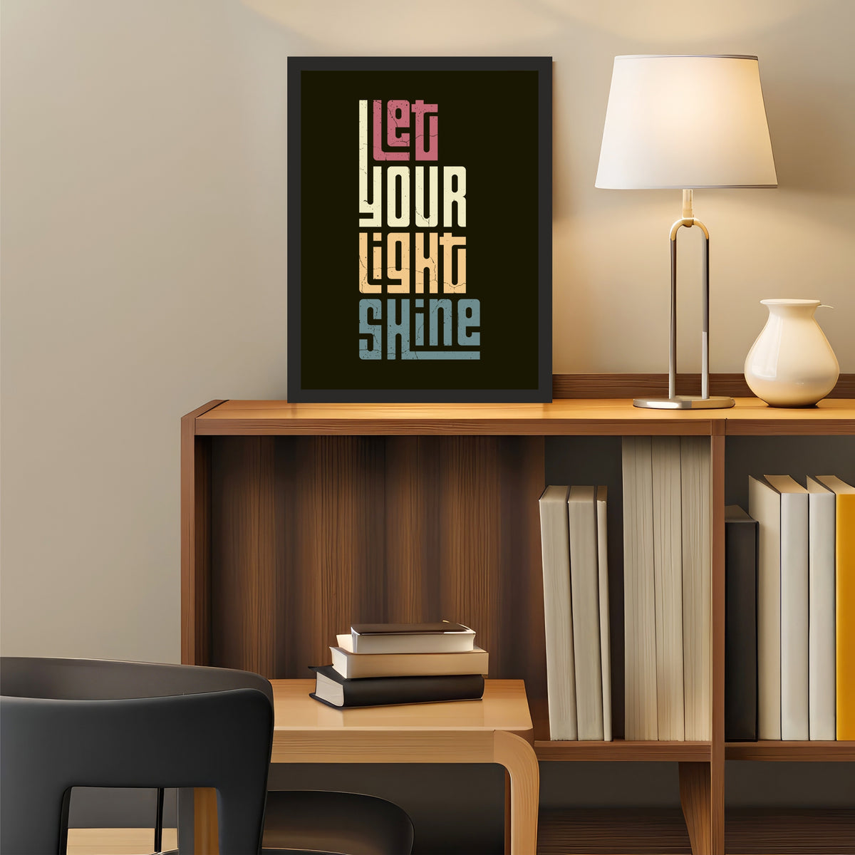 Let Your Light Shine Wall Art | Motivational Typography Poster | Inspirational Quote Decor