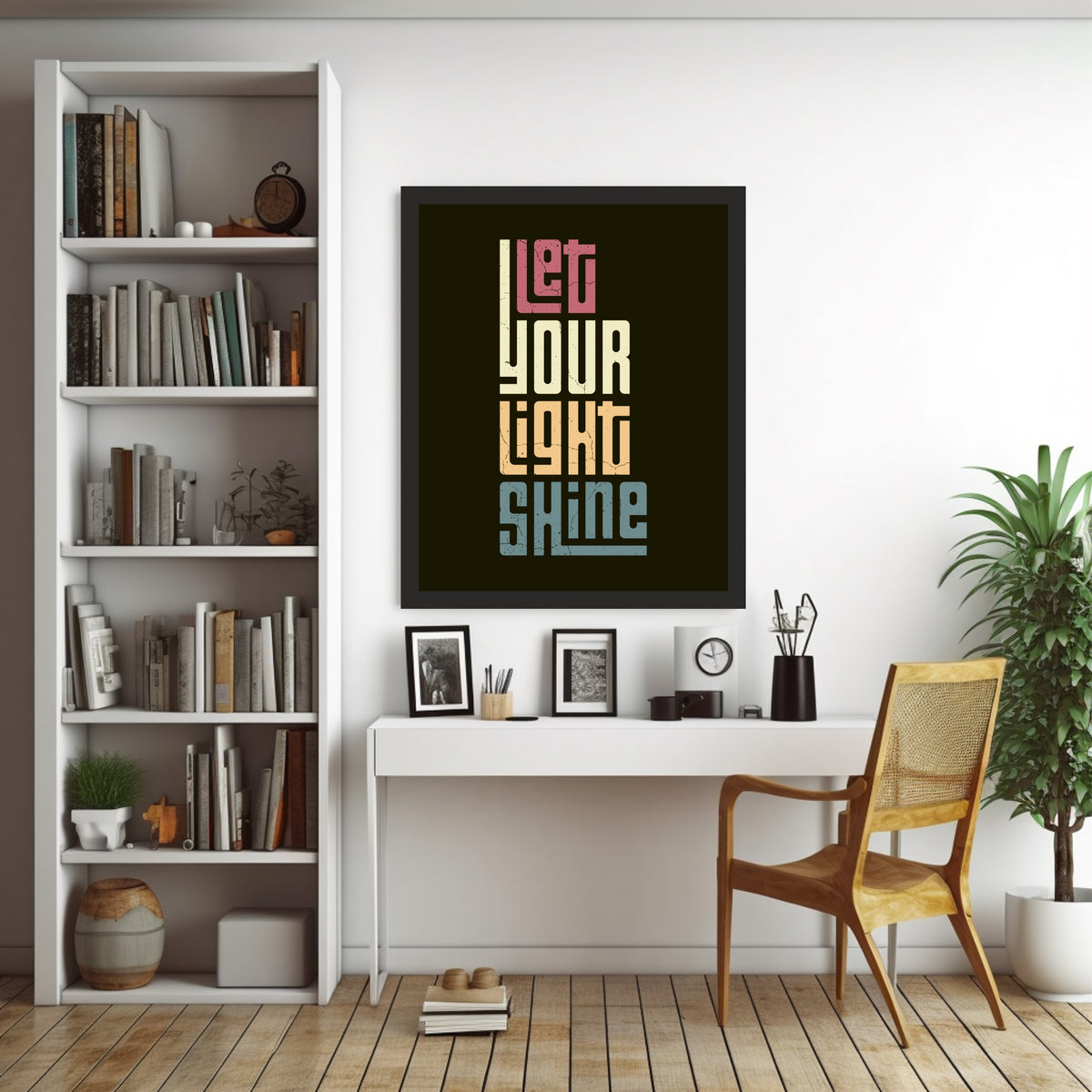 Let Your Light Shine Wall Art | Motivational Typography Poster | Inspirational Quote Decor