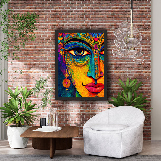Colorful Woman Face Wall Art | Vibrant Abstract Portrait