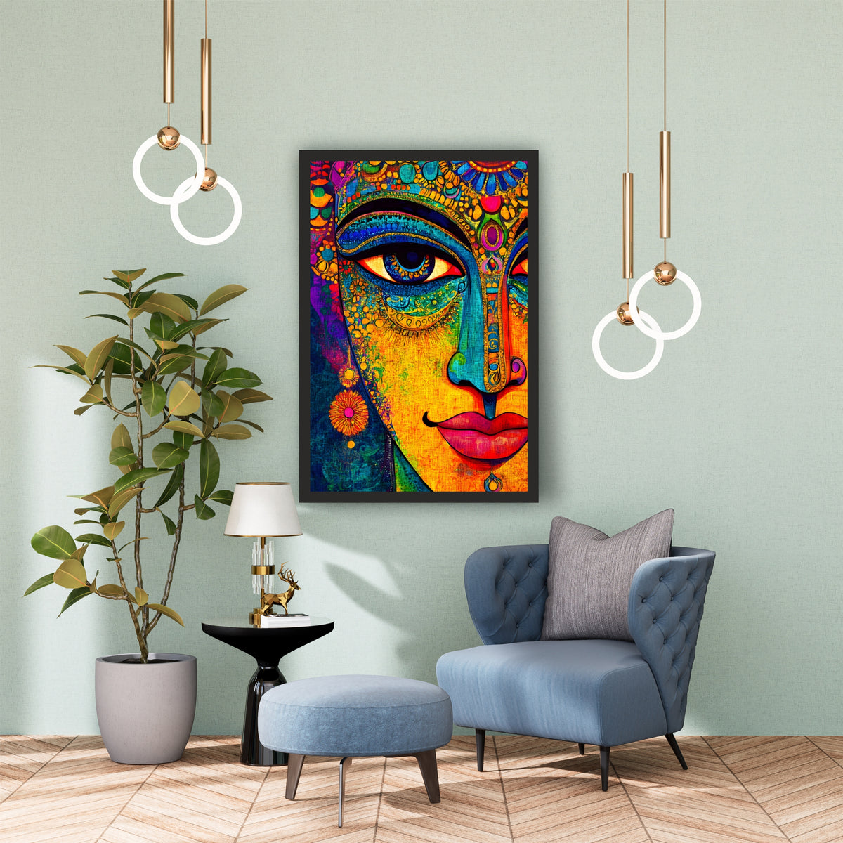 Colorful Woman Face Wall Art | Vibrant Abstract Portrait