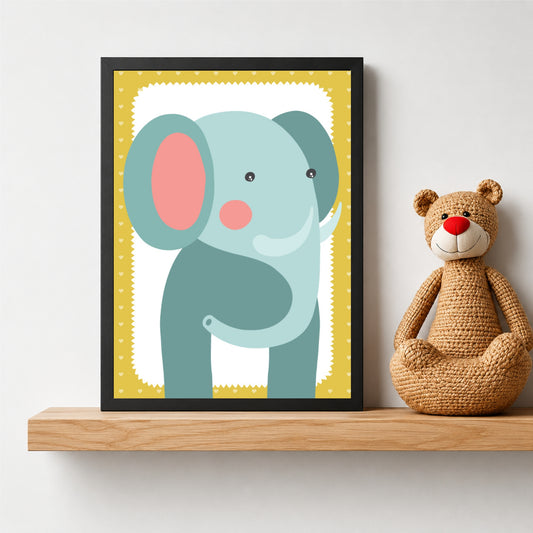 Cute Elephant Wall Art | Baby Elephant Kids Poster | Minimalist Nursery Animal Decor