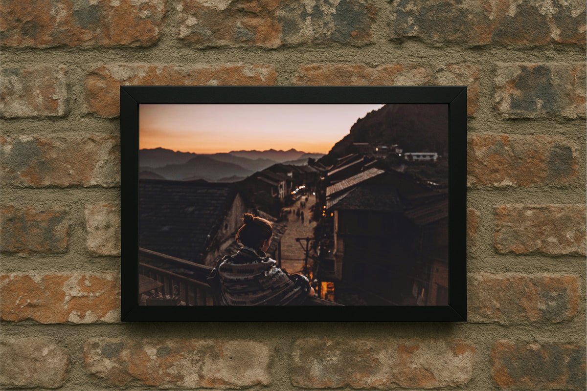 Frame Watcher “Sunset Watcher – Mountain Village Frame” 🌄🖤 – Tulani Designs