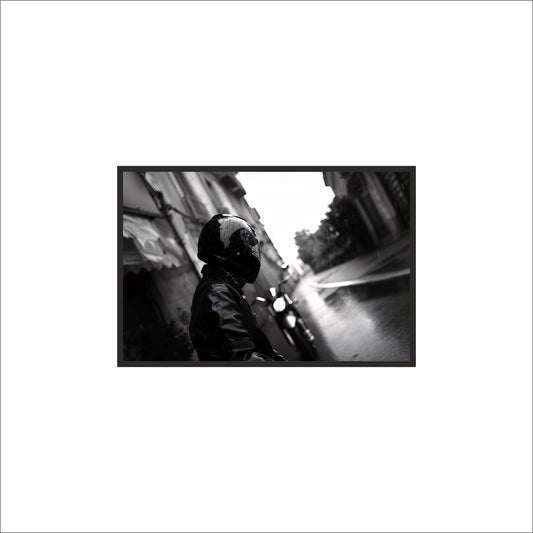 “Rain Rider – Urban Noir Frame” 🌧️🏍️