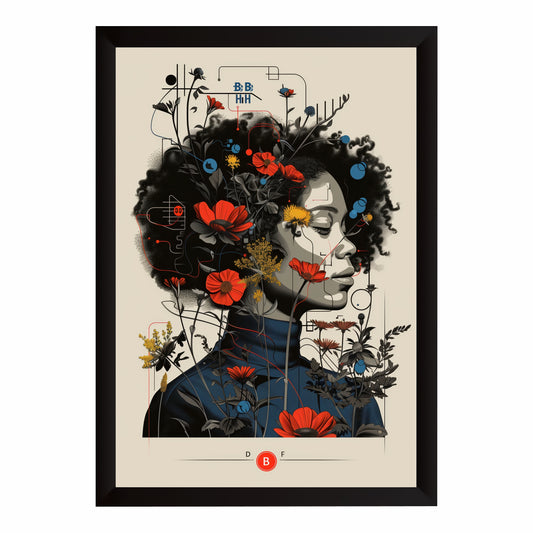 Abstract Floral Woman Wall Art | Modern Botanical Portrait