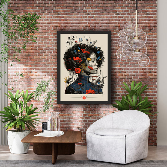 Abstract Floral Woman Wall Art | Modern Botanical Portrait