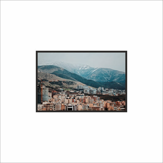 “Skyline Slopes – Mountain Cityscape Frame” 🏙️🏔️
