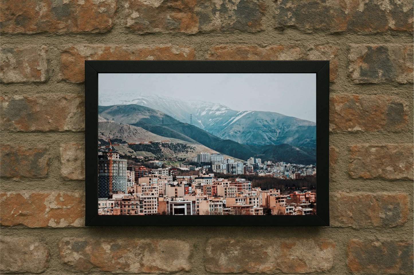 “Skyline Slopes – Mountain Cityscape Frame” 🏙️🏔️