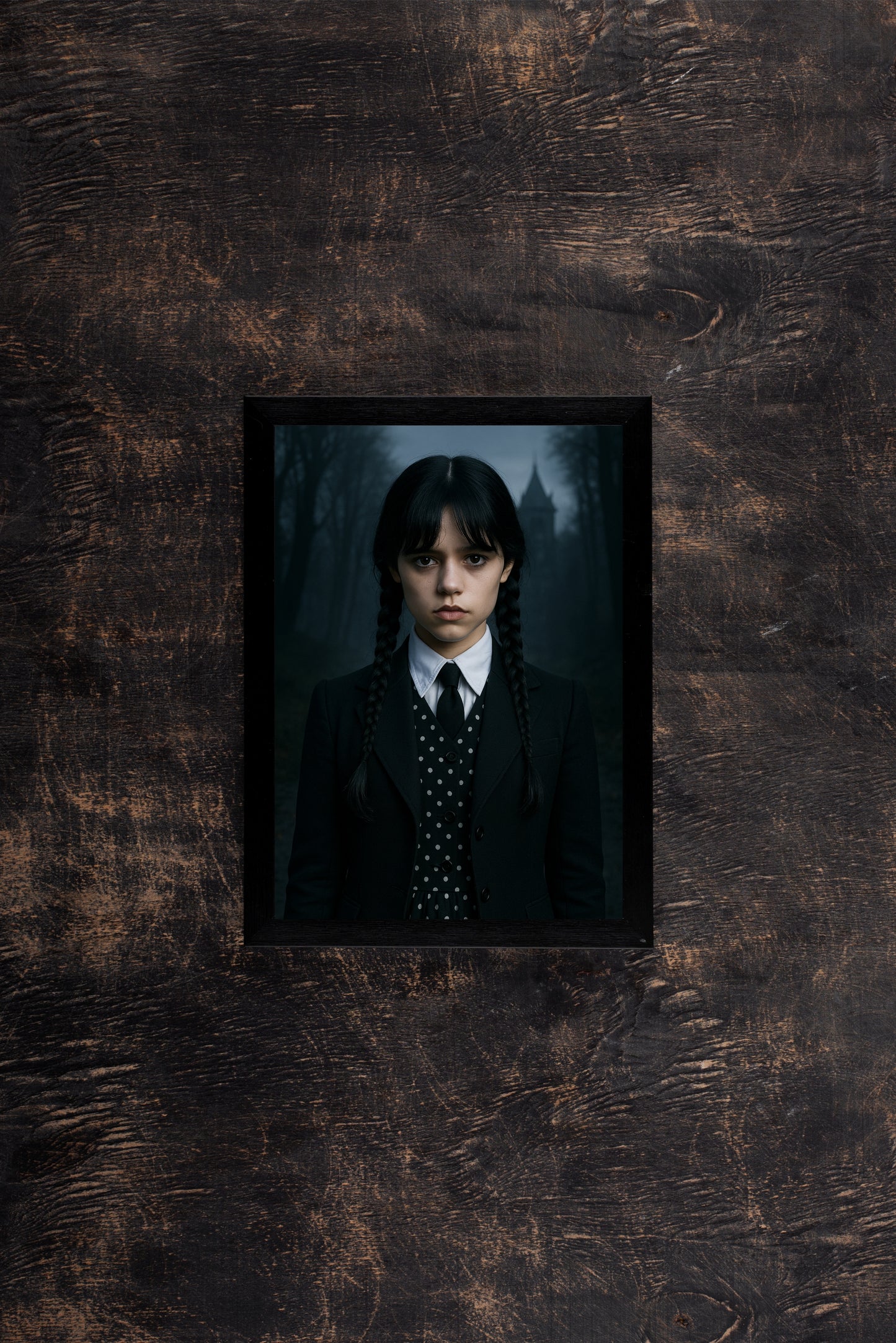 “The Shadowed Prodigy – Gothic Mystery Portrait Frame” 🖤🌙