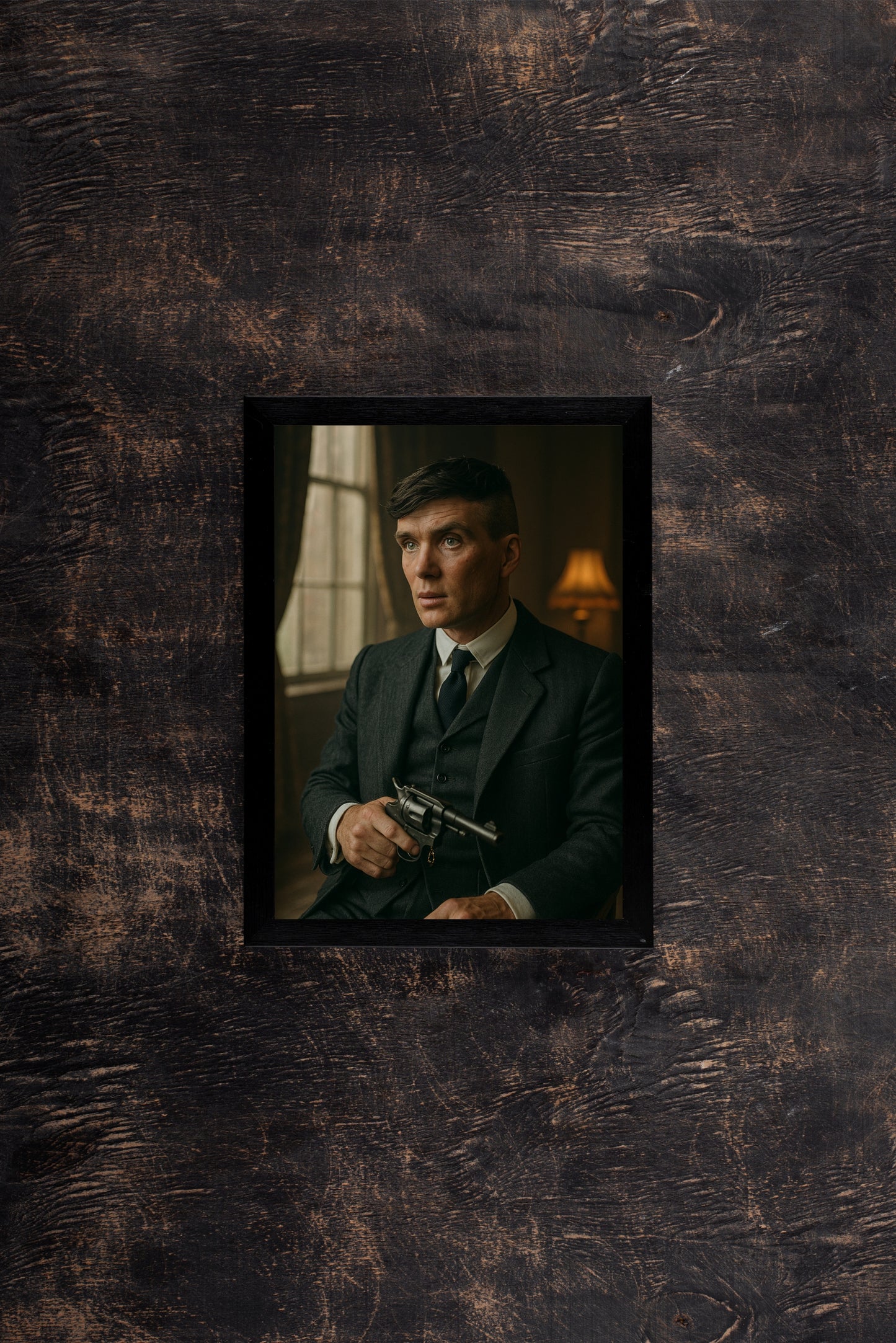 “The Iron Strategist – Vintage Gangland Portrait Frame” 🖤🔫