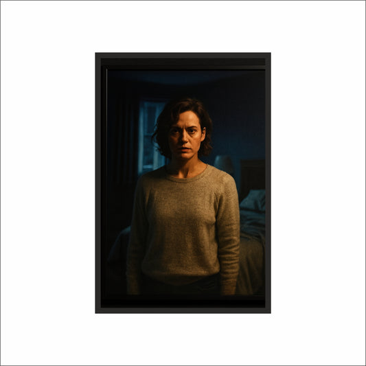 “The Haunted Witness – Dark Thriller Portrait Frame” 🖤🔦