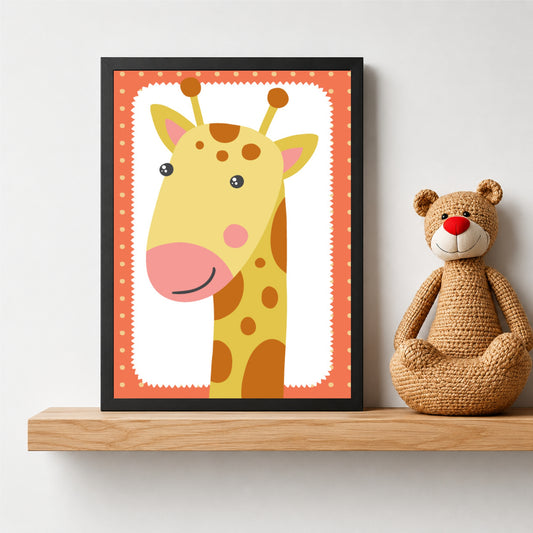 Cute Giraffe Wall Art | Baby Giraffe Kids Poster | Safari Nursery Animal Decor