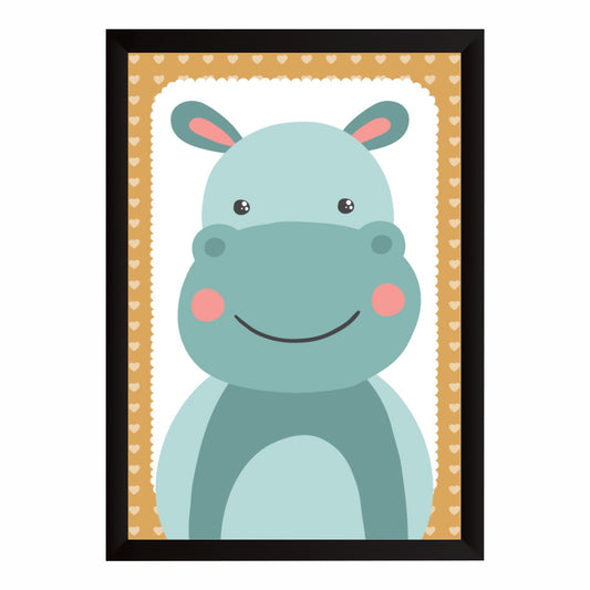 Cute Hippo Wall Art | Baby Hippo Kids Poster | Safari Animal Nursery Room Decor