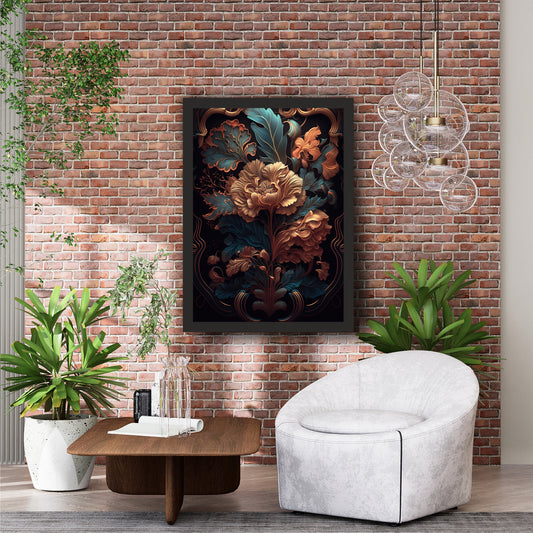 Luxury Floral Wall Art | Dark Vintage Botanical Flower Artwork