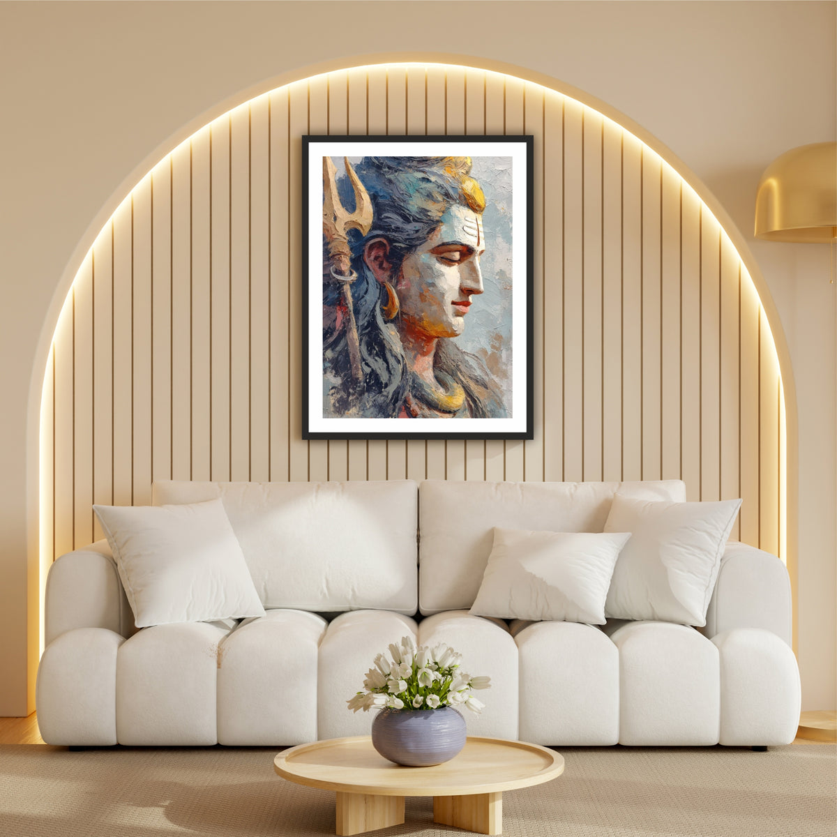 Lord Shiva Wall Art | Mahadev Abstract Oil Painting | Premium HD Hindu Spiritual Artwork | Modern Shiv Portrait Religious Wall Frame