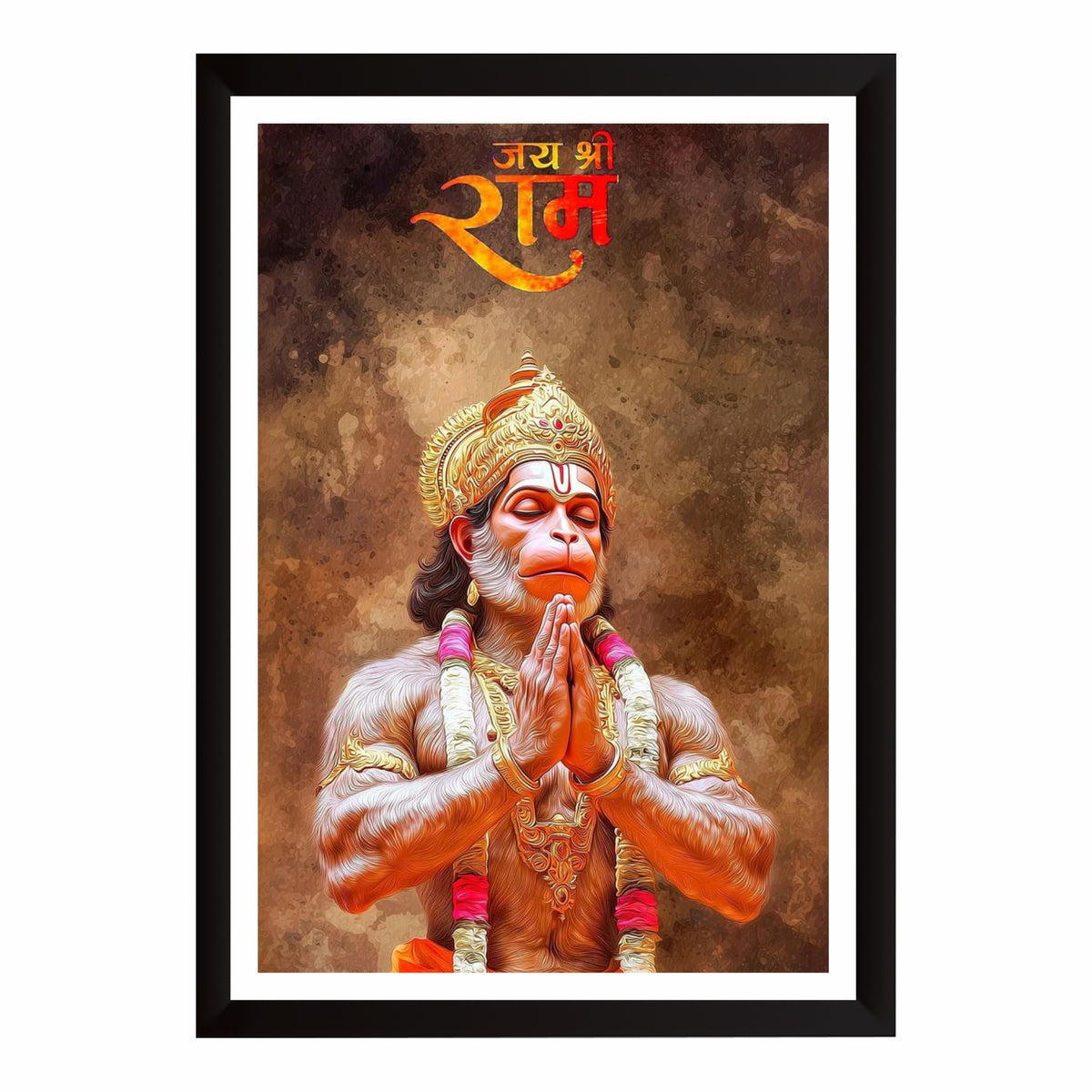 Lord Hanuman Wall Art | Jai Shri Ram Hanuman Devotional Painting | Premium HD Hindu Religious Artwork | Spiritual Wall Frame