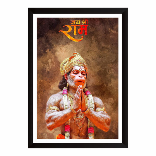 Lord Hanuman Wall Art | Jai Shri Ram Hanuman Devotional Painting | Premium HD Hindu Religious Artwork | Spiritual Wall Frame
