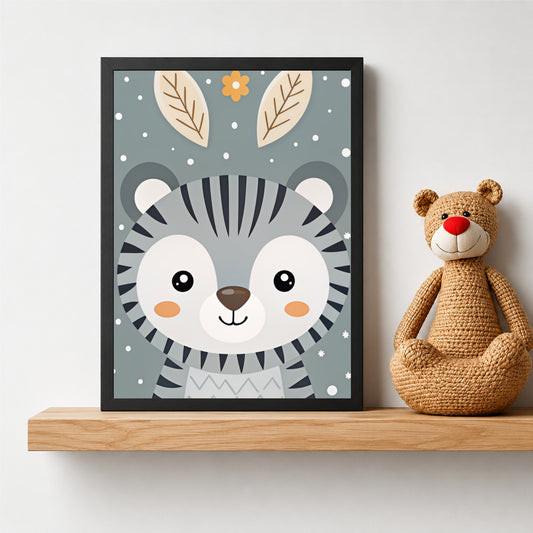 Cute Zebra Wall Art | Baby Zebra Kids Poster | Safari Animal Nursery Room Decor