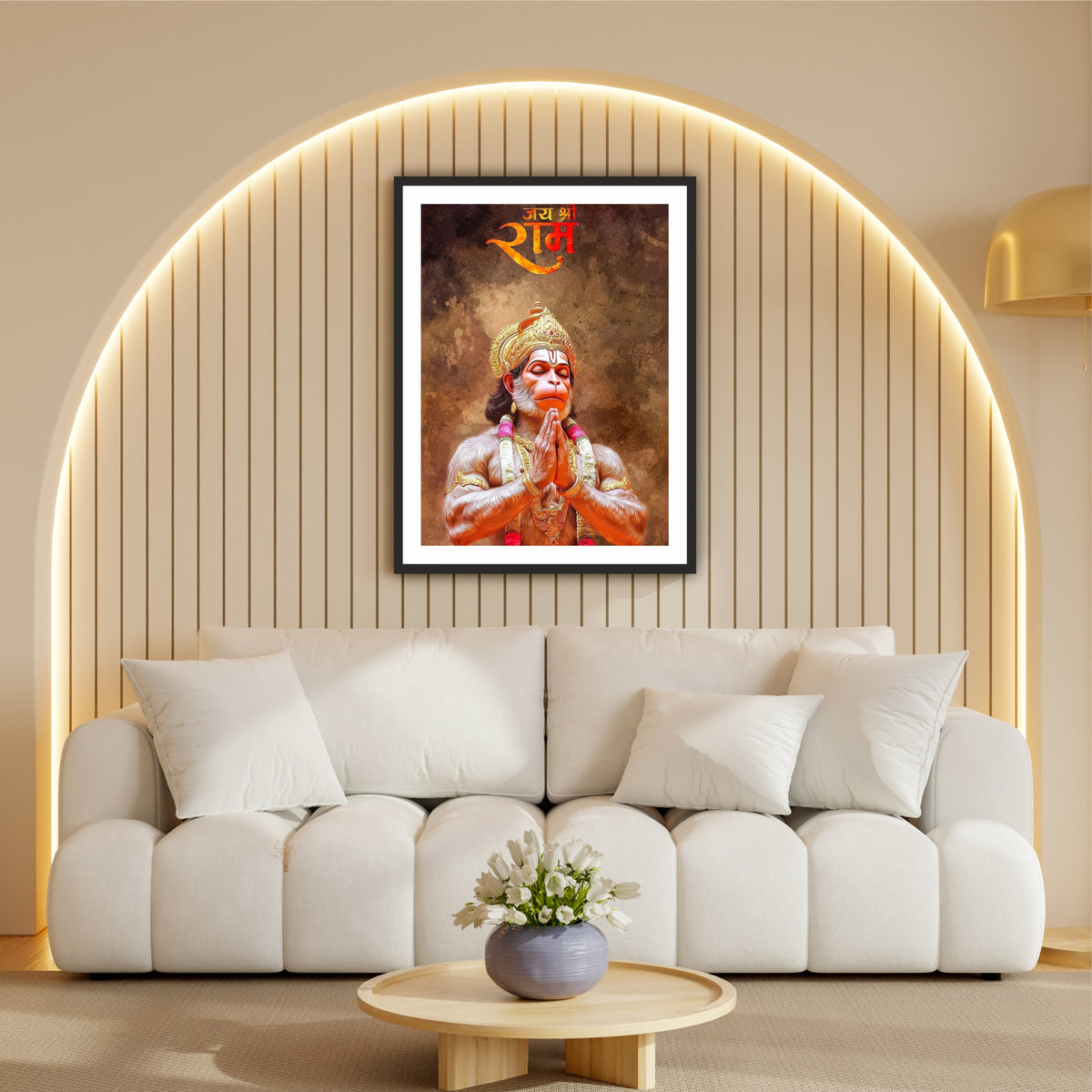 Lord Hanuman Wall Art | Jai Shri Ram Hanuman Devotional Painting | Premium HD Hindu Religious Artwork | Spiritual Wall Frame