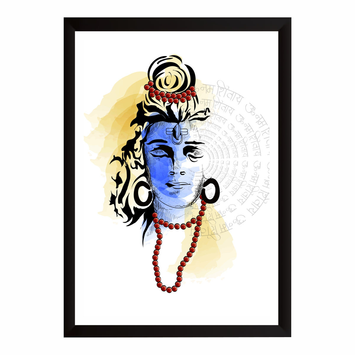 Modern Lord Shiva Wall Art | Mahadev Minimalist Portrait | Abstract Hindu Spiritual Artwork | Premium HD Religious Wall Frame