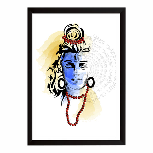 Modern Lord Shiva Wall Art | Mahadev Minimalist Portrait | Abstract Hindu Spiritual Artwork | Premium HD Religious Wall Frame