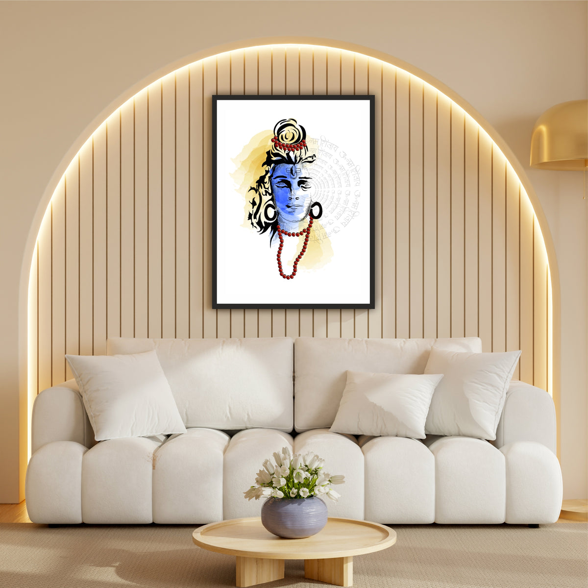 Modern Lord Shiva Wall Art | Mahadev Minimalist Portrait | Abstract Hindu Spiritual Artwork | Premium HD Religious Wall Frame