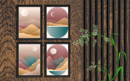 Desert Mirage – Set of 4 Wall Frames 🏜️🌙