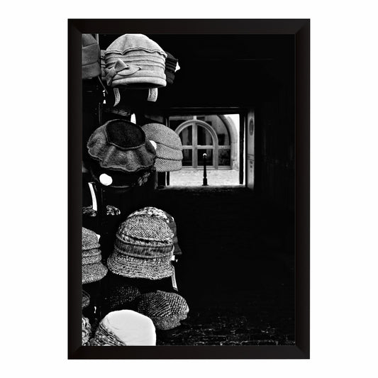 Vintage Hat Shop Black & White Wall Art | Moody Street Photography Print