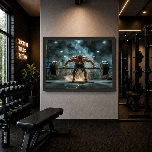 Deadlift Power Wall Art | Heavy Weight Gym Canvas | Fitness Decor