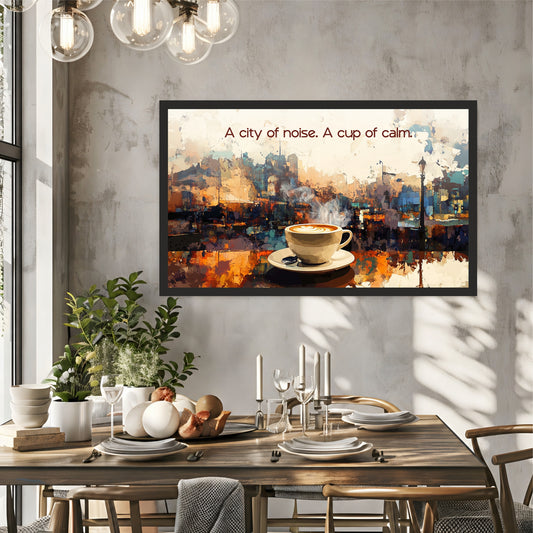 Cup of Calm Wall Art | Coffee Canvas Print | Modern Café Kitchen Decor