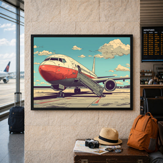 Vintage Airplane Airport Wall Art | Retro Aviation Travel Poster
