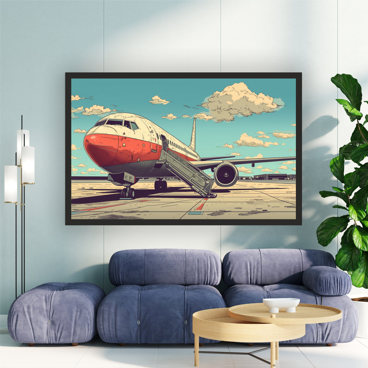 Vintage Airplane Airport Wall Art | Retro Aviation Travel Poster
