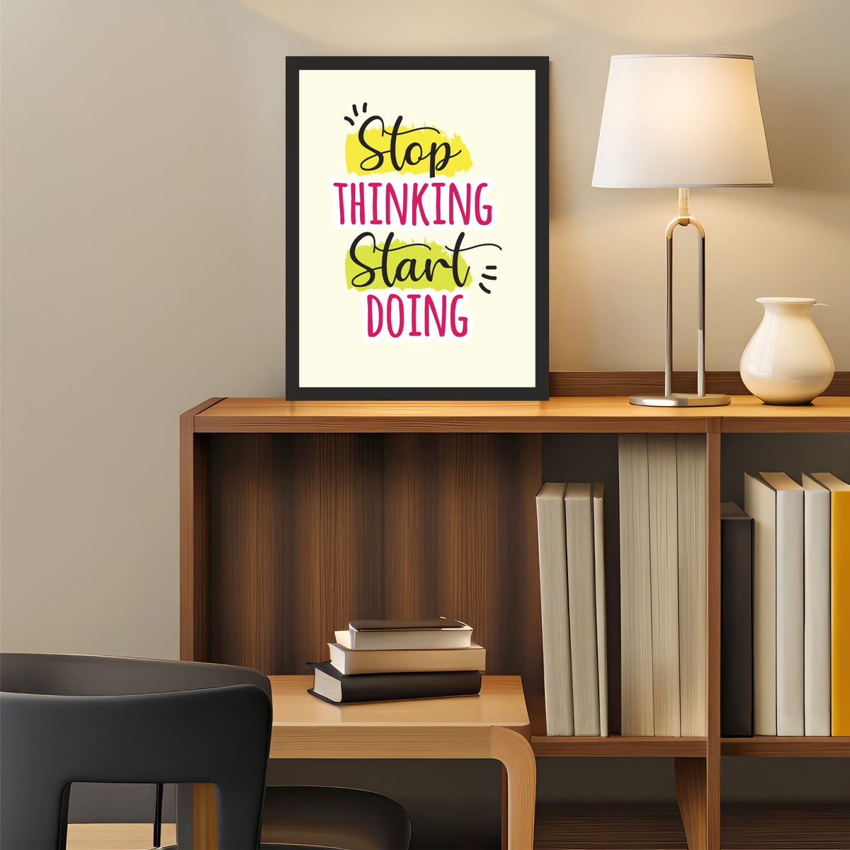 Stop Thinking Start Doing Wall Art | Motivational Typography Poster | Inspirational Quote Decor