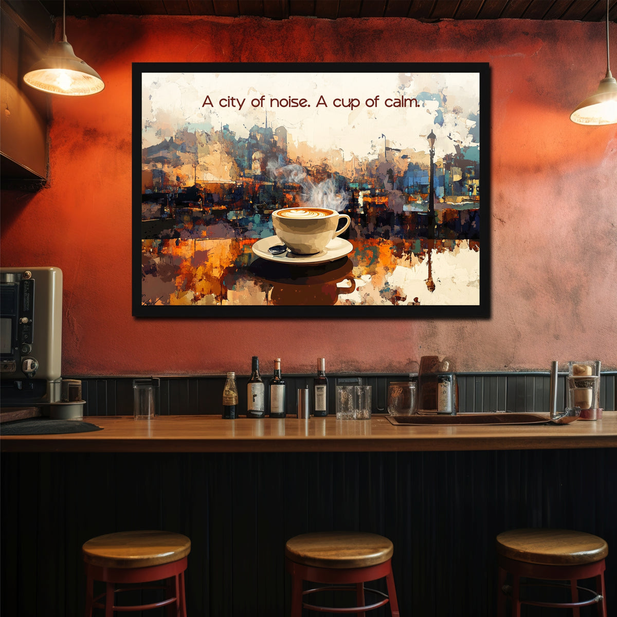 Cup of Calm Wall Art | Coffee Canvas Print | Modern Café Kitchen Decor