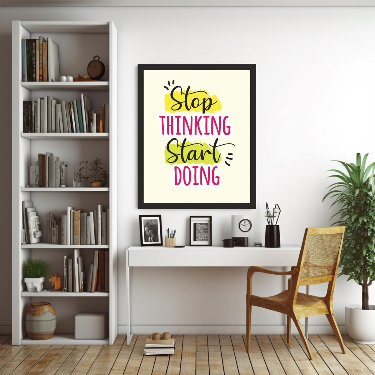 Stop Thinking Start Doing Wall Art | Motivational Typography Poster | Inspirational Quote Decor