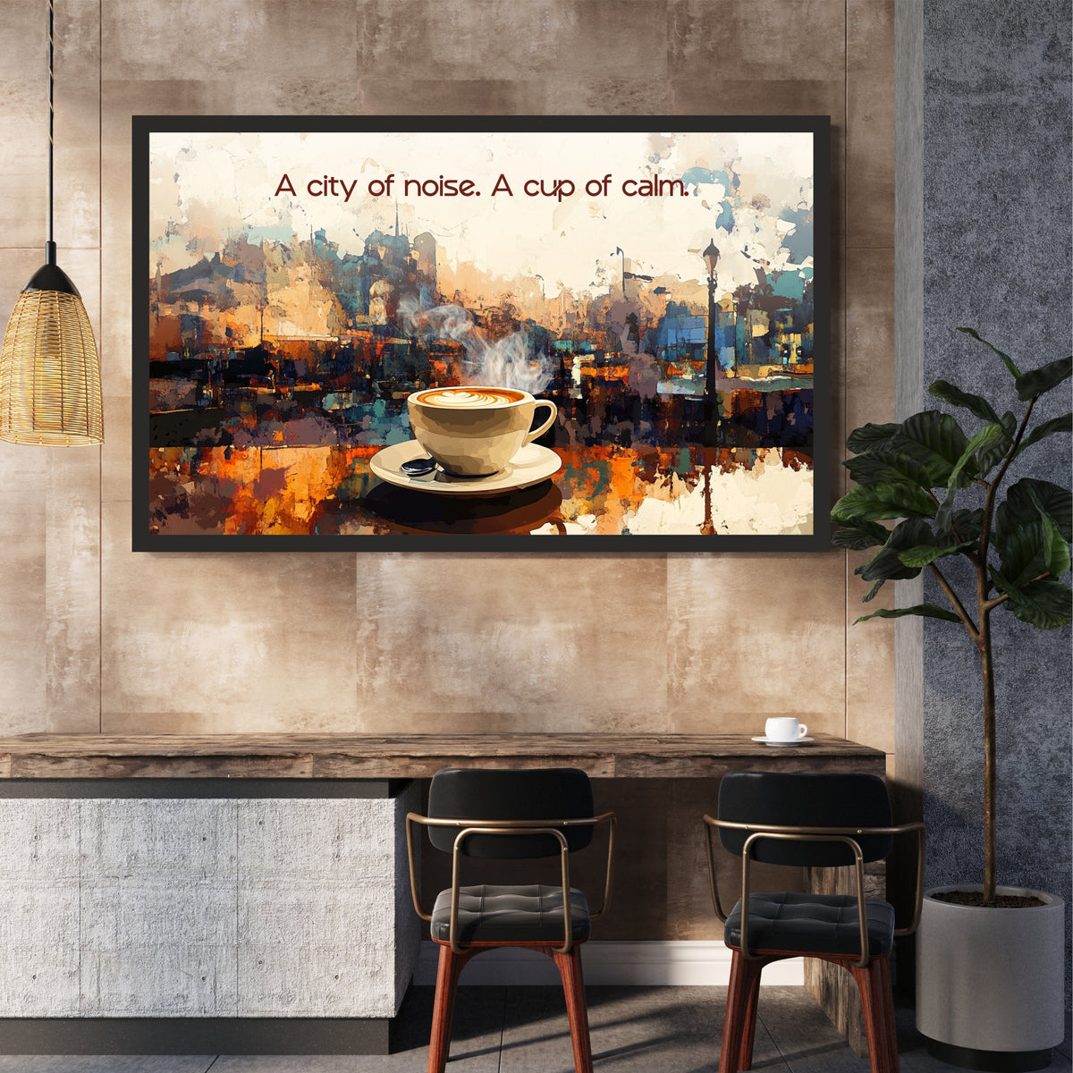 Cup of Calm Wall Art | Coffee Canvas Print | Modern Café Kitchen Decor