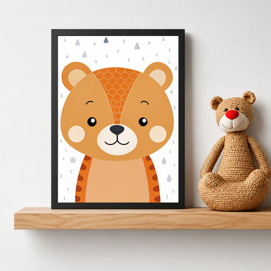 Cute Tiger Wall Art | Baby Tiger Kids Poster | Safari Animal Nursery Room Decor