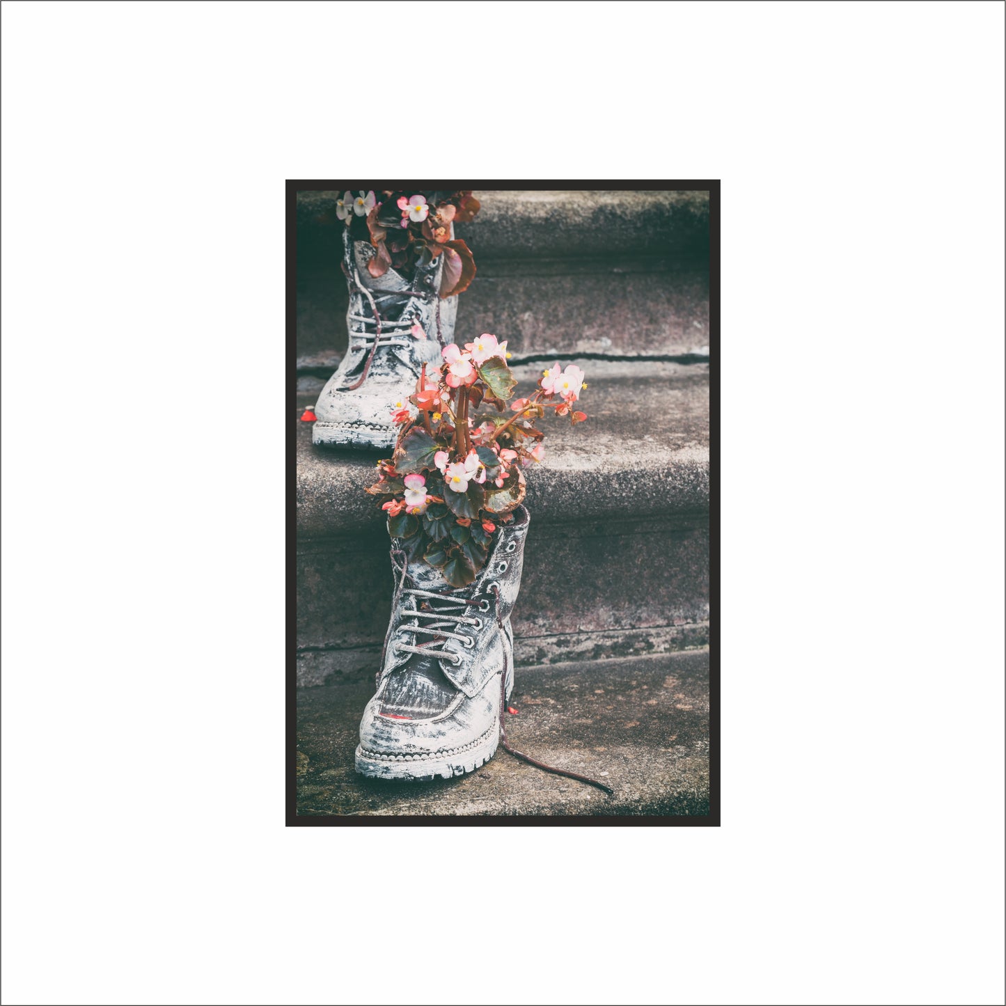 “Blooming Steps – Rustic Floral Boots Art Frame” 🌸🥾✨