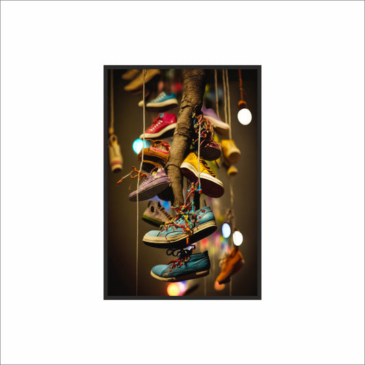 “Hanging Harmony – Vibrant Sneakers Art Frame” 👟✨🌈