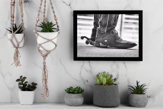 “Western Grit – Classic Cowboy Boot Art Frame” 🤠🖤📸