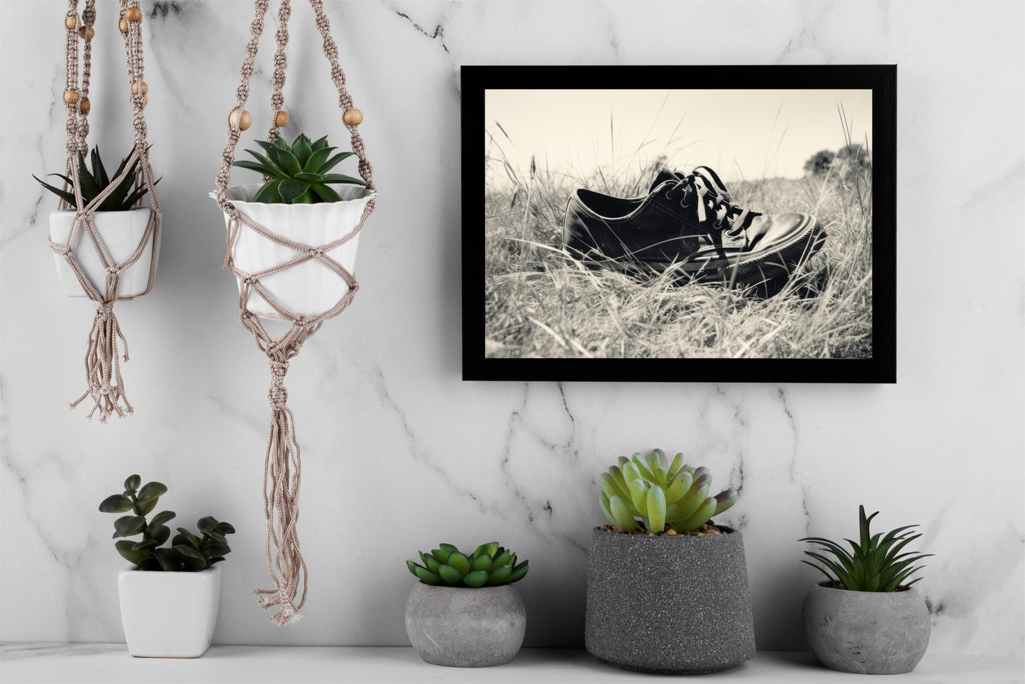 “Faded Trails – Vintage Black Shoe Art Frame” 🖤🌾📸